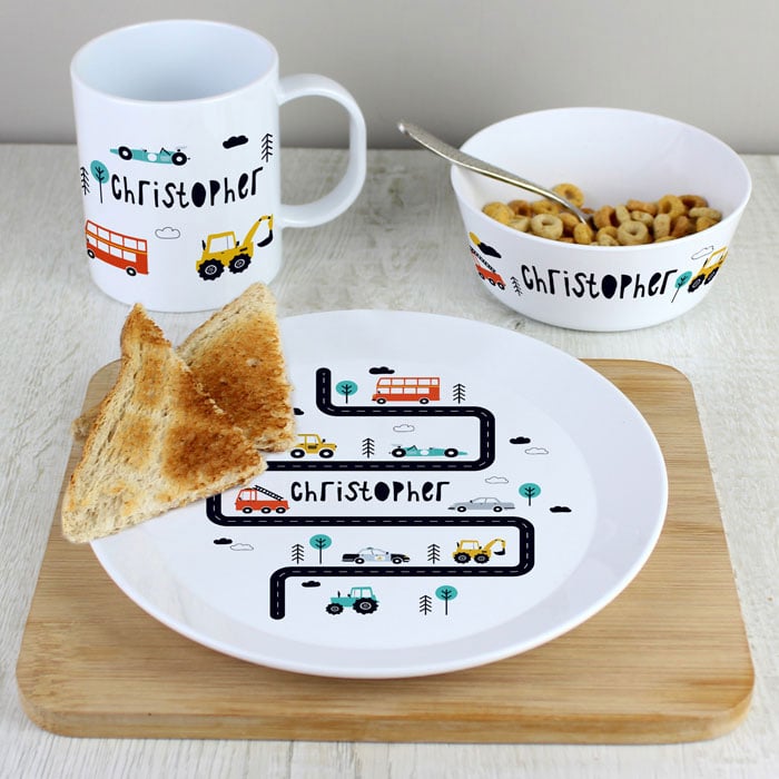 Personalised Little Car Breakfast Set BPA-Free Plastic