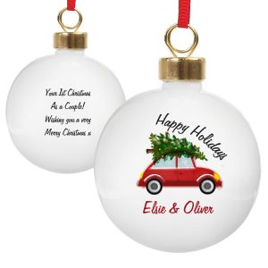 Personalised Driving Home For Christmas Tree Bauble