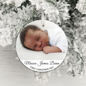 Personalised First Christmas Photo Decoration