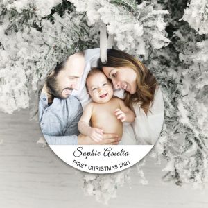 Personalised First Christmas Photo Decoration