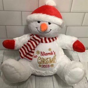 Personalised Embroidered Snowman Soft Toy Teddy