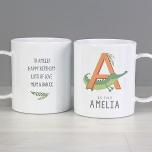 Children's Personalised Animal Alphabet Plastic Mug