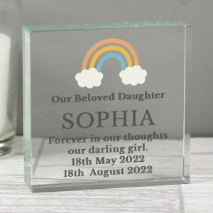 Personalised Rainbow Memorial Large Crystal Token