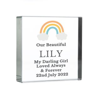 Personalised Rainbow Memorial Large Crystal Token