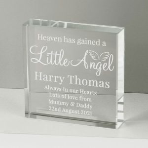 Personalised Little Angel Large Crystal Child Memorial Token