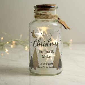 Personalised Christmas Tree LED Glass Jar Decoration