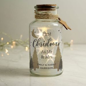 Personalised Christmas Tree LED Glass Jar Decoration
