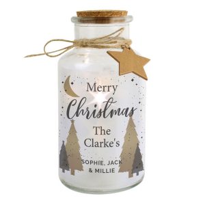 Personalised Christmas Tree LED Glass Jar Decoration