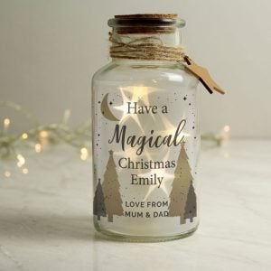 Personalised Christmas Tree LED Glass Jar Decoration