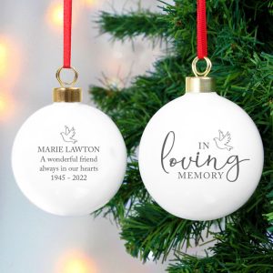 Personalised In Loving Memory China Dove Christmas Bauble