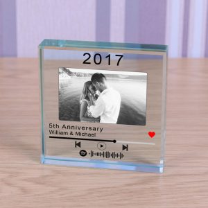 Personalised Glass Photo Token With Year Music Playlist