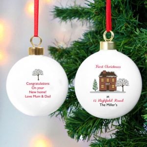 Personalised New Home Cosy Christmas Tree Bauble