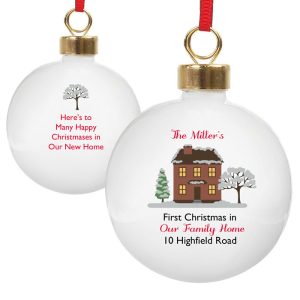Personalised New Home Cosy Christmas Tree Bauble