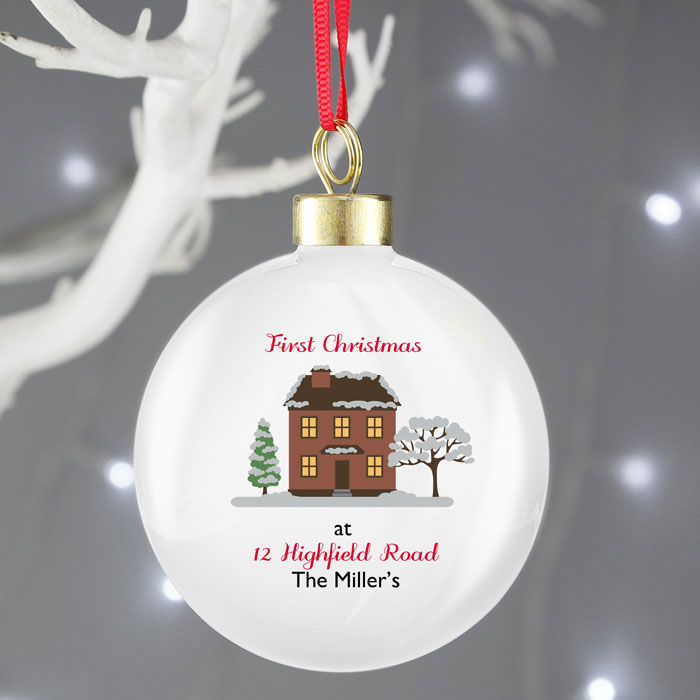 Personalised New Home Cosy Christmas Tree Bauble