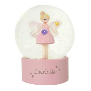 Personalised Pink Fairy Glitter Snow Globe - Any Name