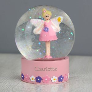 Personalised Pink Fairy Glitter Snow Globe - Any Name