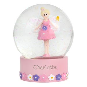 Personalised Pink Fairy Glitter Snow Globe - Any Name