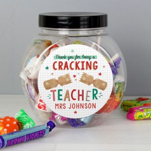 Personalised Cracking Teacher Sweet Jar Christmas Gift