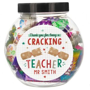 Personalised Cracking Teacher Sweet Jar Christmas Gift