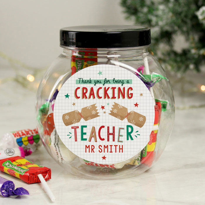 Personalised Cracking Teacher Sweet Jar Christmas Gift
