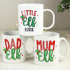 Personalised Mum Elf Ceramic Christmas Mug