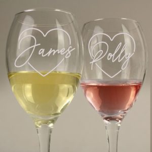 Personalised Heart Name Couples' Wine Glass Set