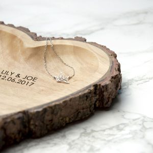 Personalised Rustic Wooden Carved Heart Dish