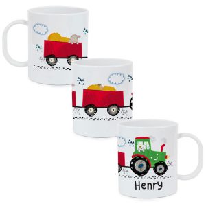 Kid's Personalised Tractor Plastic Mug