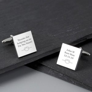 Personalised Tie the Knot Square Wedding Party Cufflinks