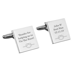 Personalised Tie the Knot Square Wedding Party Cufflinks