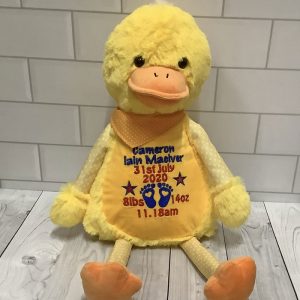 Personalised Embroidered Yellow Duck Soft Toy