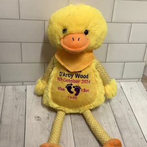 Personalised Embroidered Yellow Duck Soft Toy