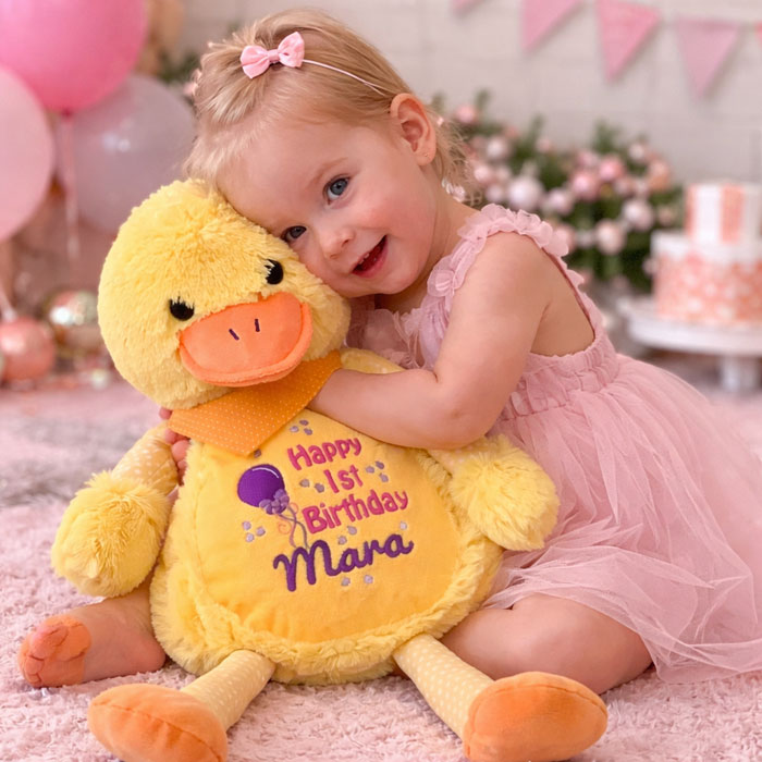 Personalised Embroidered Yellow Duck Soft Toy