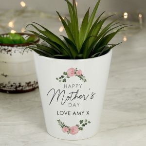 Personalised Abstract Rose Happy Mother's Day Plant Pot