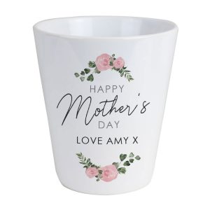 Personalised Abstract Rose Happy Mother's Day Plant Pot
