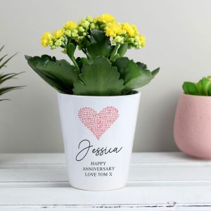 Personalised Ceramic Heart Motif Plant Pot