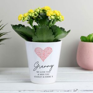 Personalised Ceramic Heart Motif Plant Pot