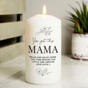 Personalised Floral Pillar Wax Candle