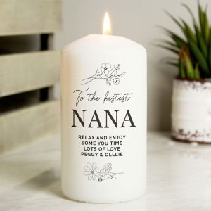 Personalised Floral Pillar Wax Candle