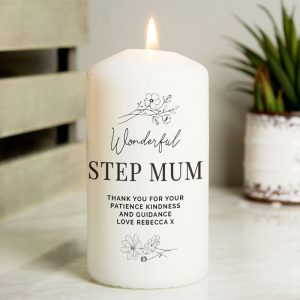Personalised Floral Pillar Wax Candle