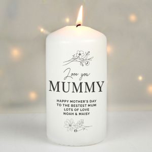 Personalised Floral Pillar Wax Candle