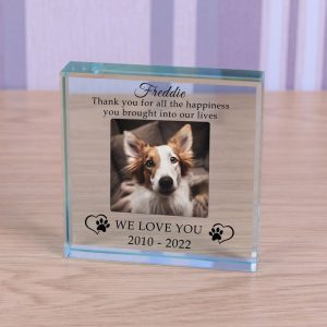 Personalised Pet Photo Memorial Glass Token - We Love You