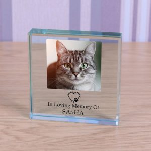 Pet Memorial Glass Photo Block - In Loving Memory Of