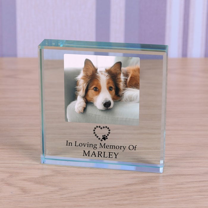 Pet Memorial Glass Photo Block - In Loving Memory Of
