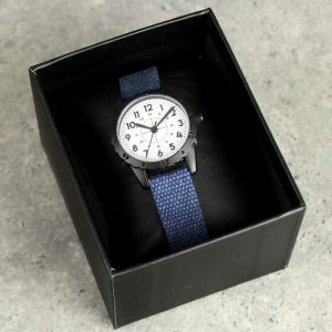 Personalised Black with Blue Canvas Strap Boy's Watch