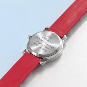 Kid's Personalised Engraved Red Football Watch