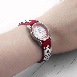 Kid's Personalised Engraved Red Football Watch