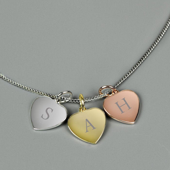 Personalised Gold, Rose Gold, Sterling Silver Heart Necklace