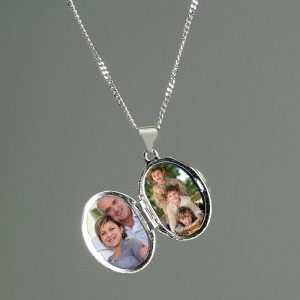 Personalised Sterling Silver Oval Locket Necklace Any Text