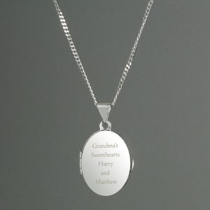Personalised Sterling Silver Oval Locket Necklace Any Text